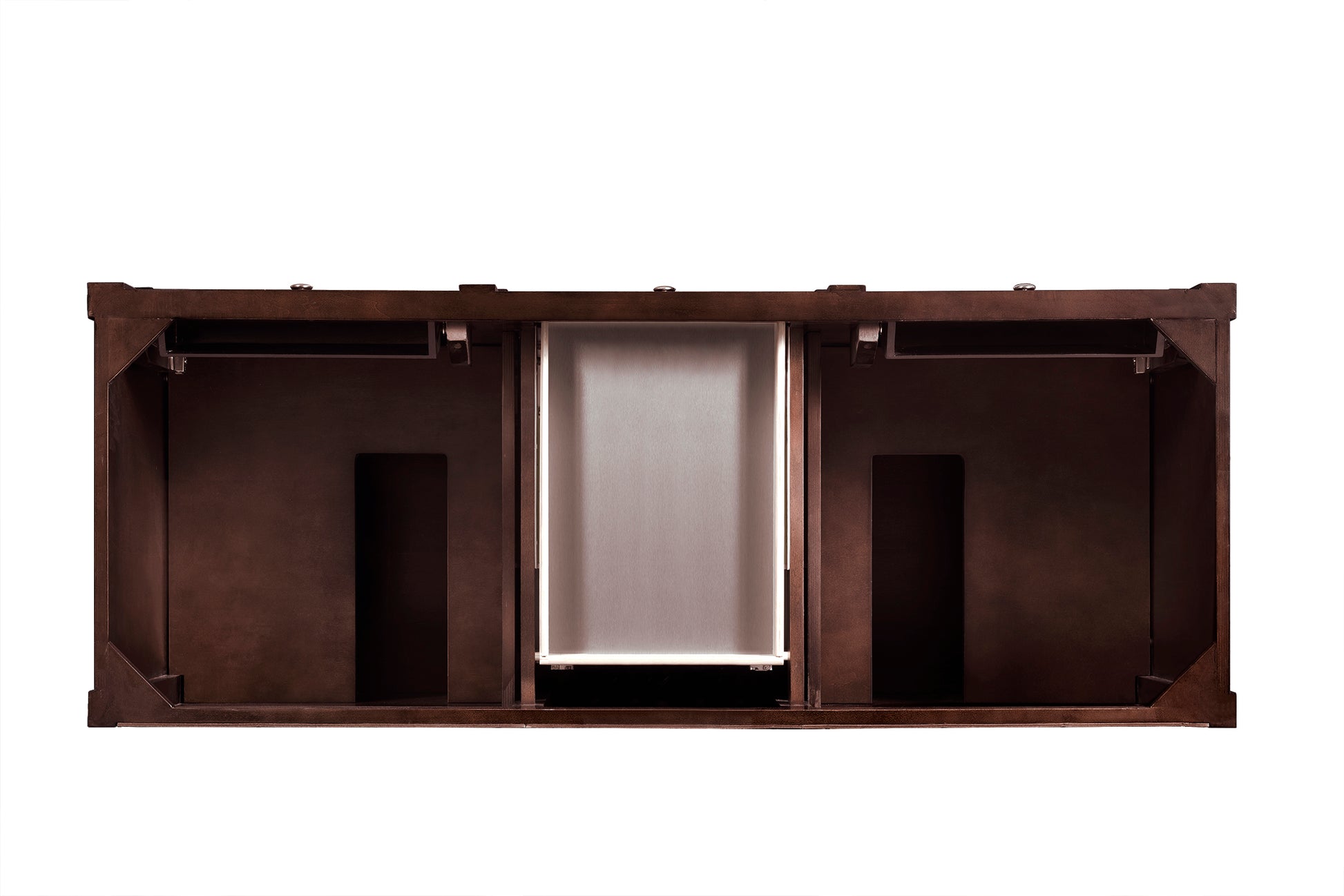 James Martin Vanities Brittany 60" Burnished Mahogany Double Vanity With 3 cm Parisien Bleu Silestone Top and FreePower Wireless Charger