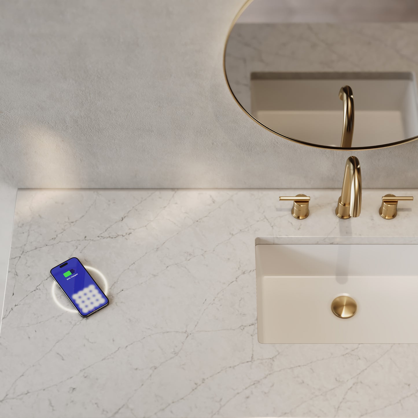 James Martin Vanities Brittany 60" Burnished Mahogany Single Vanity With 3 cm Eternal Jasmine Pearl Silestone Top and FreePower Wireless Charger