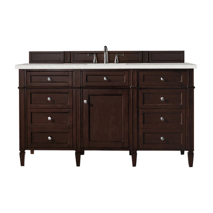 James Martin Vanities Brittany 60" Burnished Mahogany Single Vanity With 3 cm Lime Delight Quartz Top