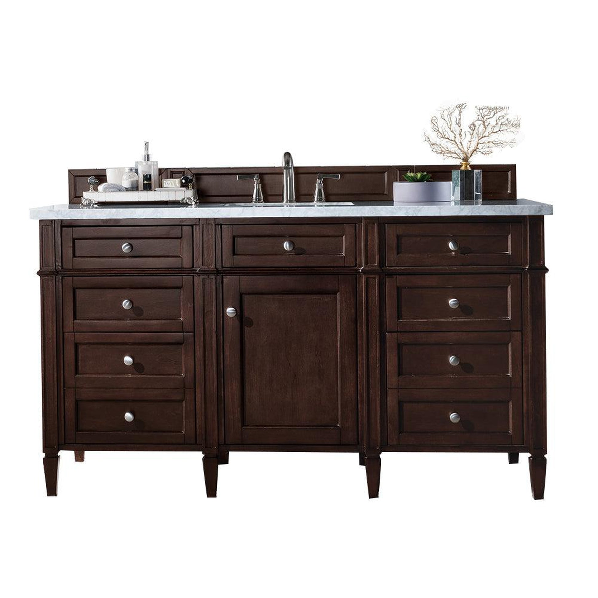 James Martin Vanities Brittany 60" Burnished Mahogany Single Vanity With 3cm Arctic Fall Solid Surface Top