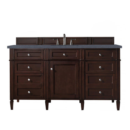 James Martin Vanities Brittany 60" Burnished Mahogany Single Vanity With 3cm Charcoal Soapstone Quartz Top