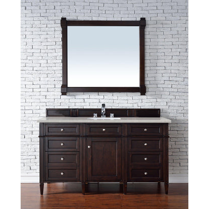 James Martin Vanities Brittany 60" Burnished Mahogany Single Vanity With 3cm Eternal Serena Quartz Top