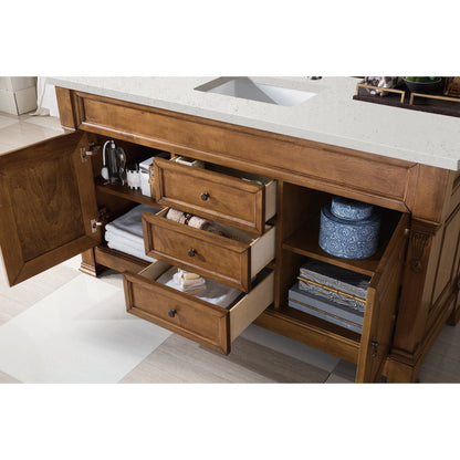 James Martin Vanities Brittany 60" Country Oak Single Vanity With 3 cm Lime Delight Quartz Top