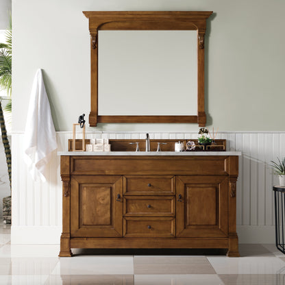 James Martin Vanities Brittany 60" Country Oak Single Vanity With 3 cm Victorian Silver Quartz Top