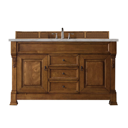 James Martin Vanities Brittany 60" Country Oak Single Vanity With 3 cm Victorian Silver Quartz Top