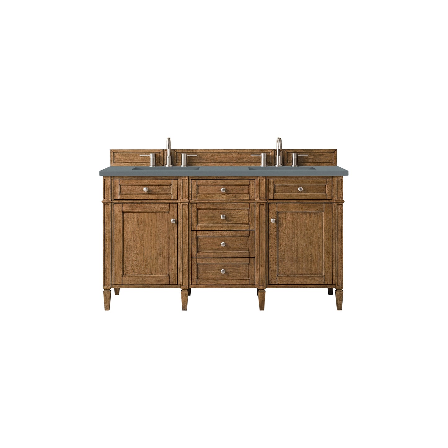 James Martin Vanities Brittany 60" Saddle Brown Double Vanity With 3cm Cala Blue Quartz Top