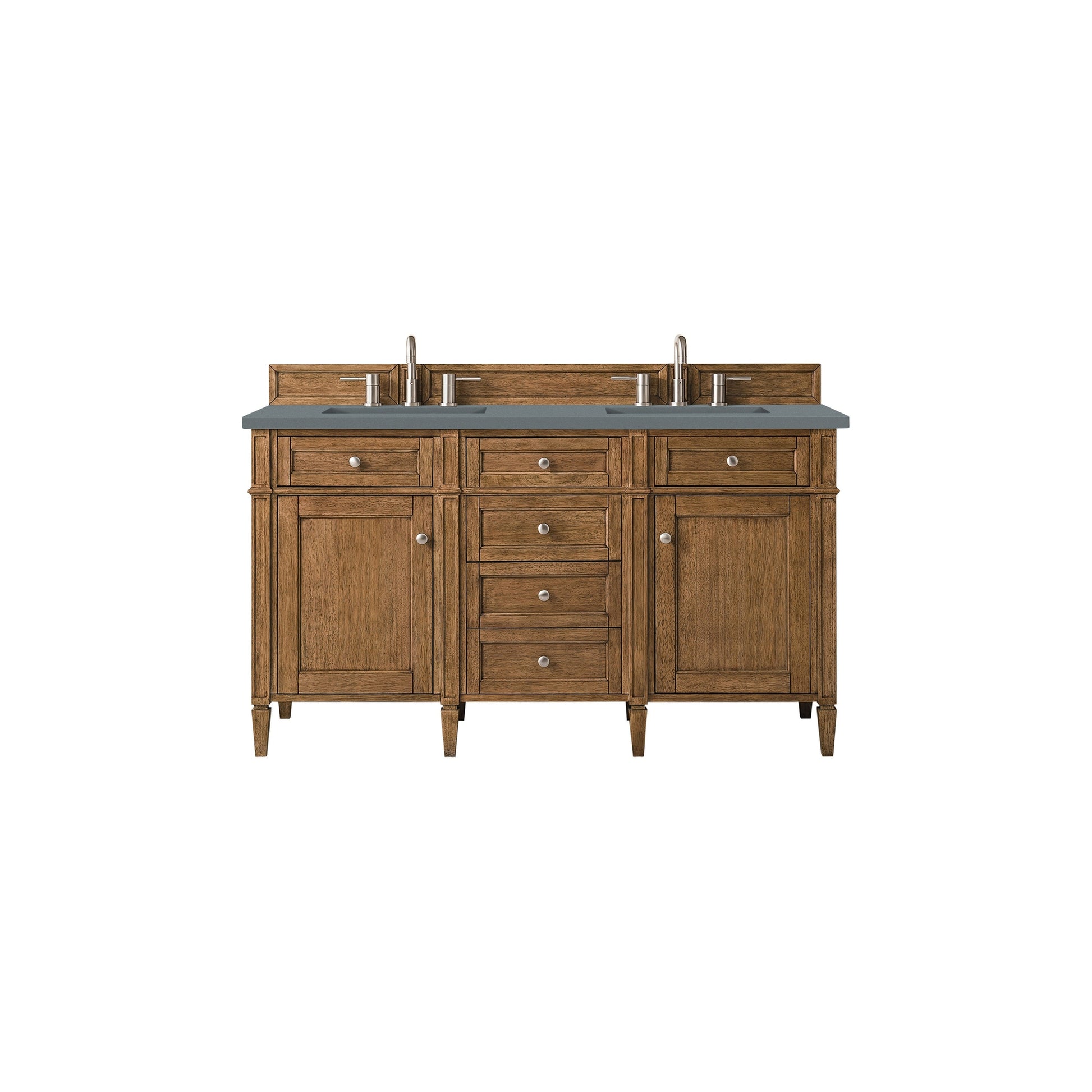 James Martin Vanities Brittany 60" Saddle Brown Double Vanity With 3cm Cala Blue Quartz Top