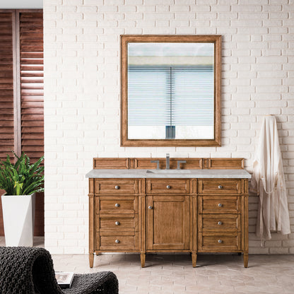 James Martin Vanities Brittany 60" Saddle Brown Single Vanity With 3 cm Victorian Silver Silestone Top and FreePower Wireless Charger