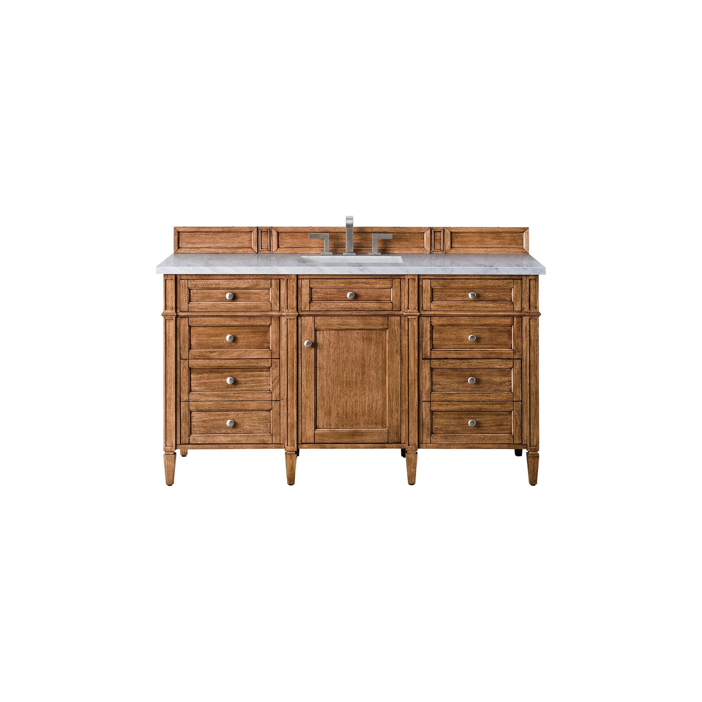 James Martin Vanities Brittany 60" Saddle Brown Single Vanity With 3cm Arctic Fall Solid Surface Top