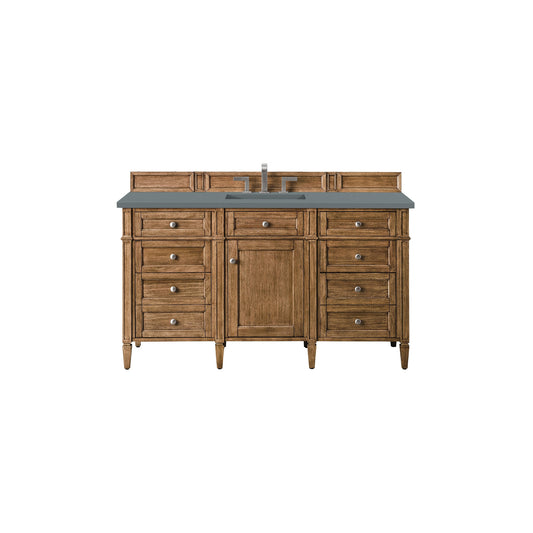 James Martin Vanities Brittany 60" Saddle Brown Single Vanity With 3cm Cala Blue Quartz Top