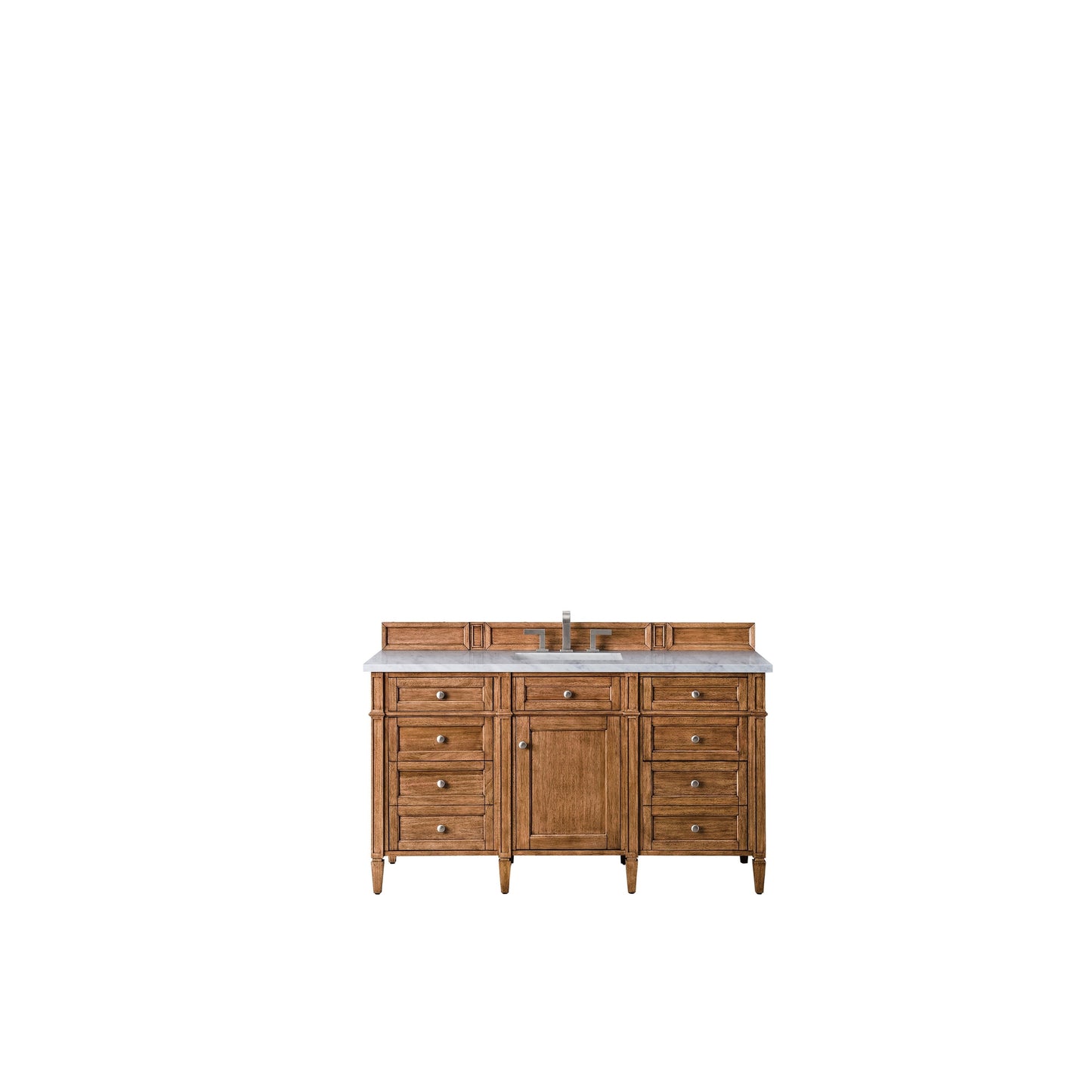 James Martin Vanities Brittany 60" Saddle Brown Single Vanity With 3cm Carrara Marble Top