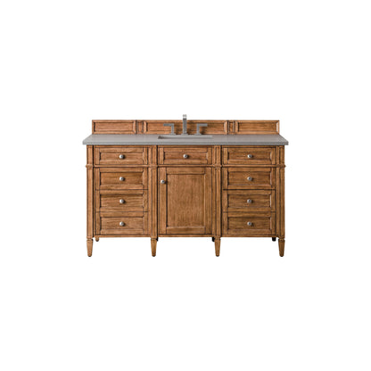 James Martin Vanities Brittany 60" Saddle Brown Single Vanity With 3cm Grey Expo Quartz Top