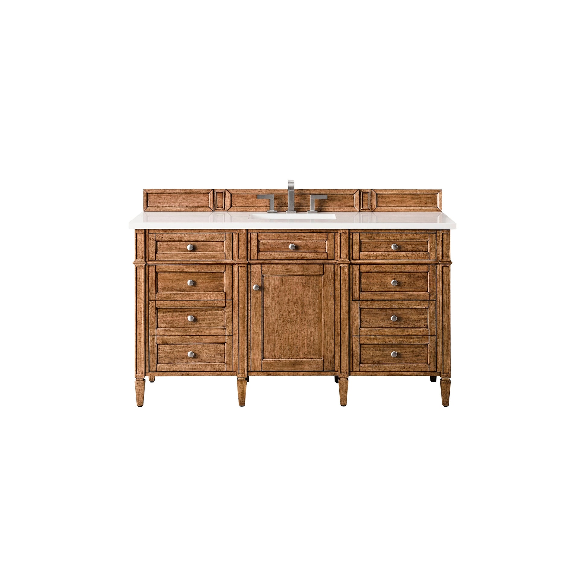 James Martin Vanities Brittany 60" Saddle Brown Single Vanity With 3cm White Zeus Quartz Top