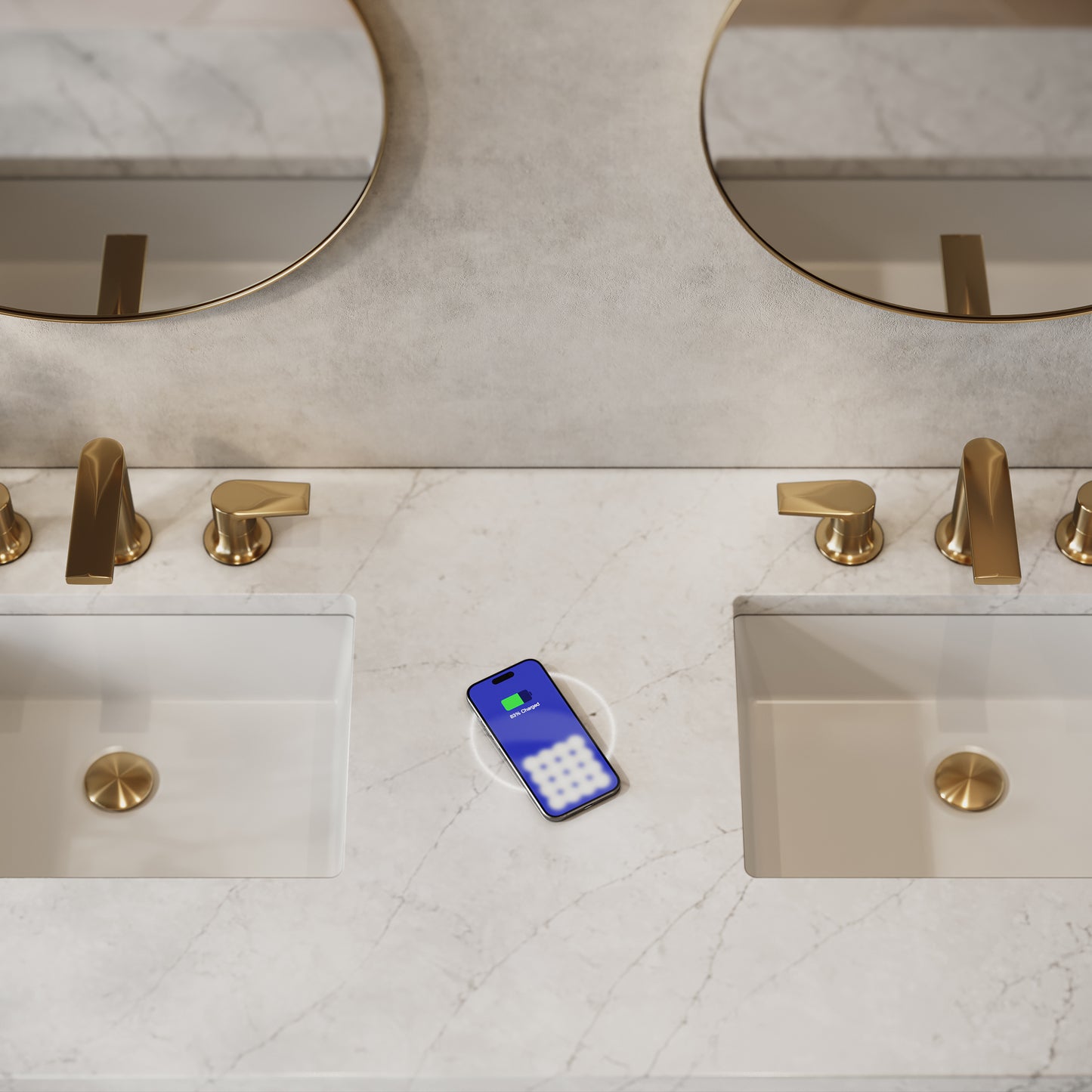 James Martin Vanities Brittany 60" Smokey Celadon Double Vanity With 3 cm Eternal Jasmine Pearl Top and FreePower Wireless Charger