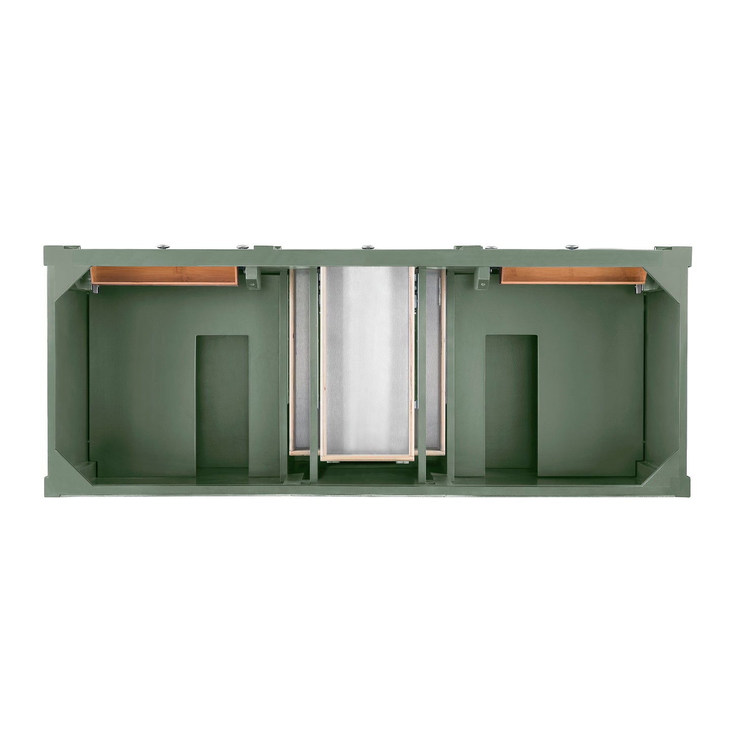 James Martin Vanities Brittany 60" Smokey Celadon Double Vanity With 3 cm Victorian Silver Top and FreePower Wireless Charger