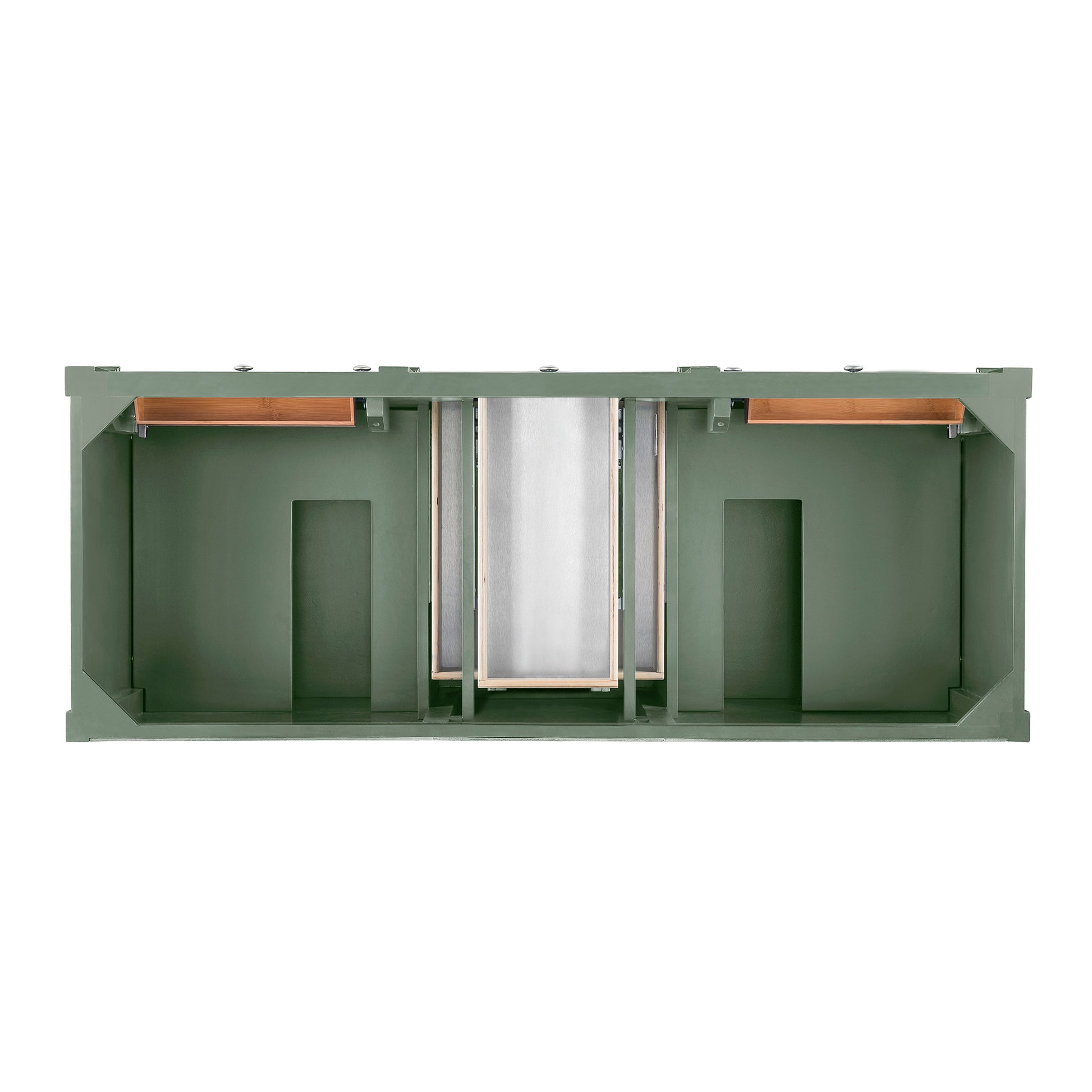 James Martin Vanities Brittany 60" Smokey Celadon Double Vanity With 3 cm Victorian Silver Top and FreePower Wireless Charger