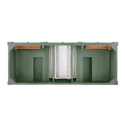 James Martin Vanities Brittany 60" Smokey Celadon Double Vanity With 3 cm Victorian Silver Top and FreePower Wireless Charger