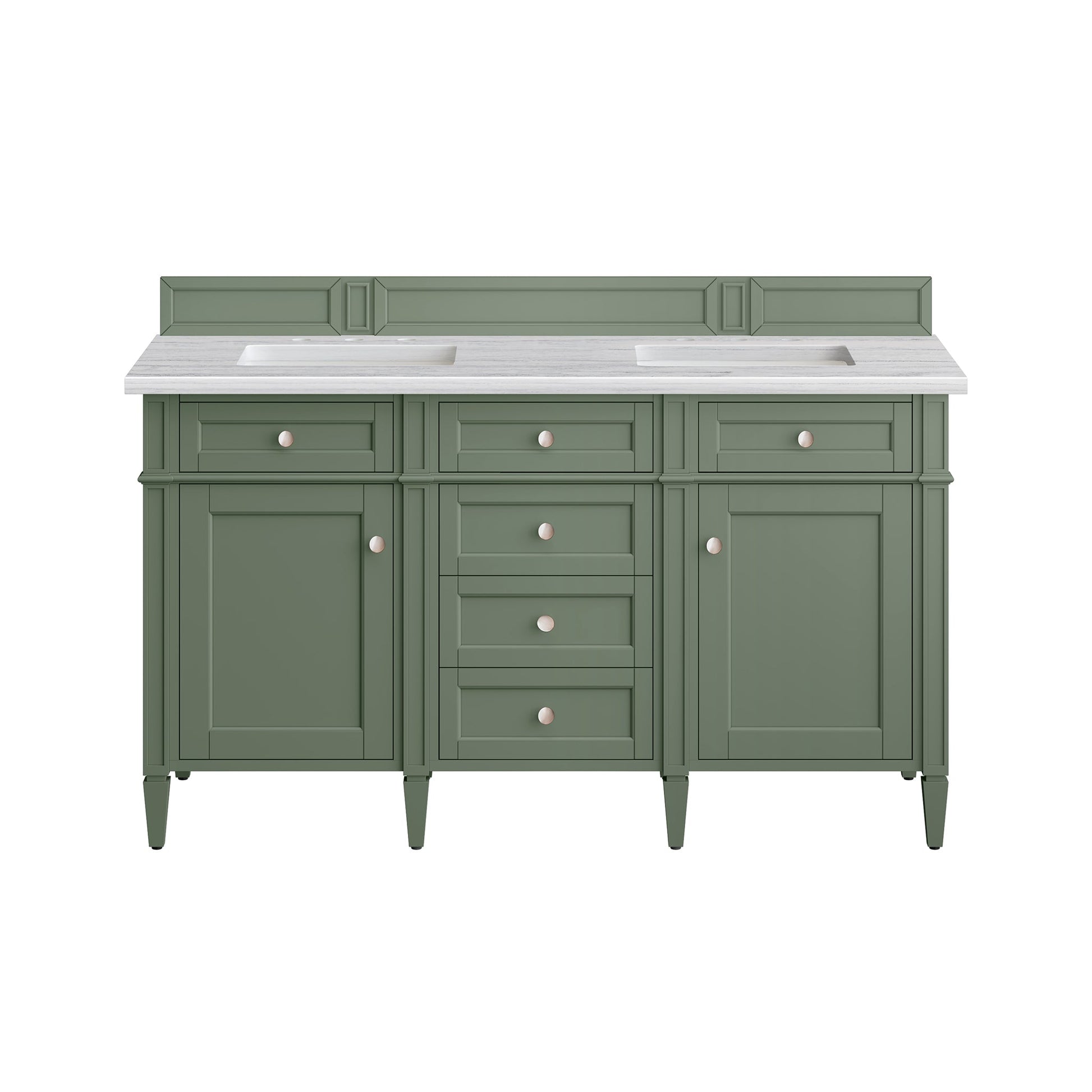 James Martin Vanities Brittany 60" Smokey Celadon Double Vanity With 3cm Arctic Fall Top