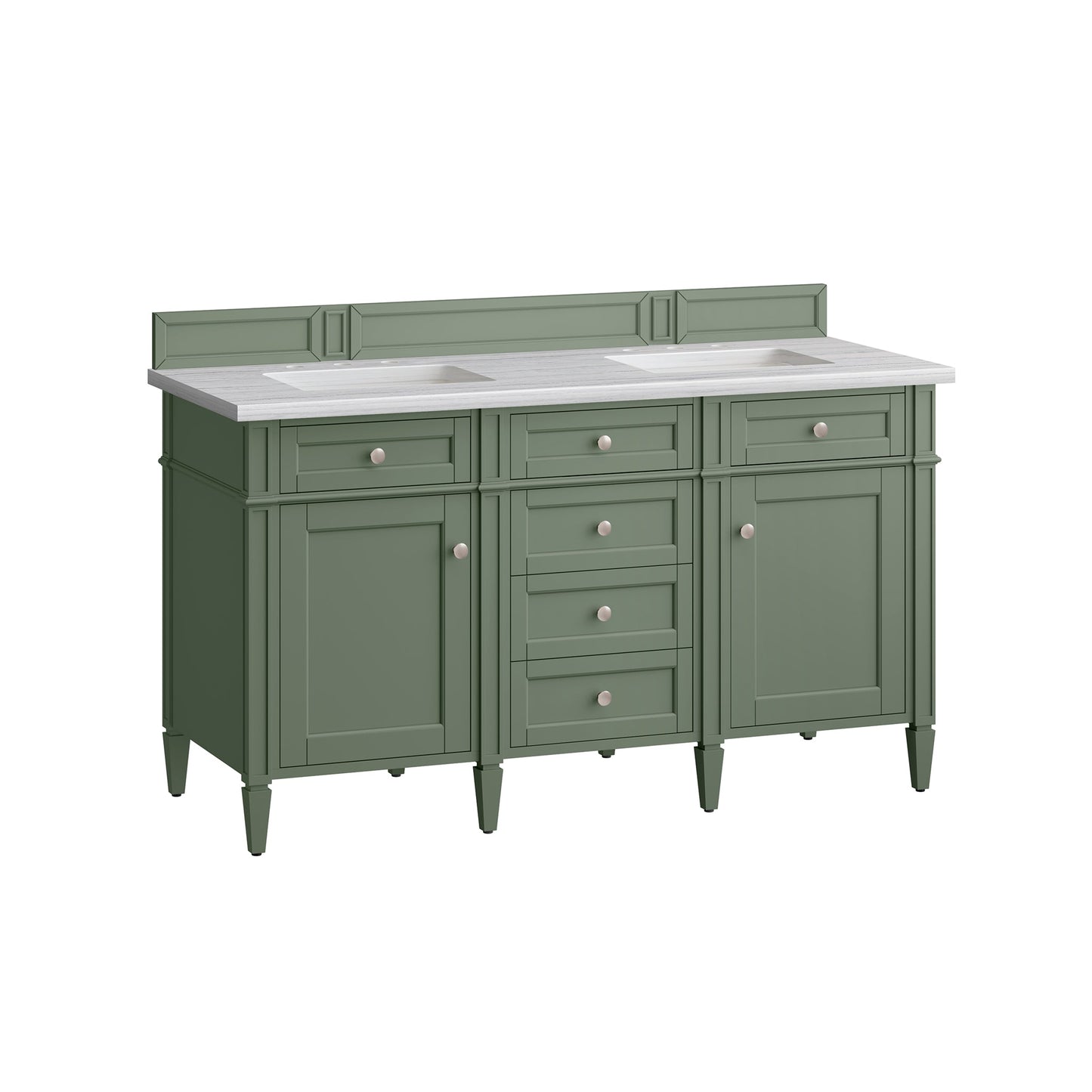 James Martin Vanities Brittany 60" Smokey Celadon Double Vanity With 3cm Arctic Fall Top