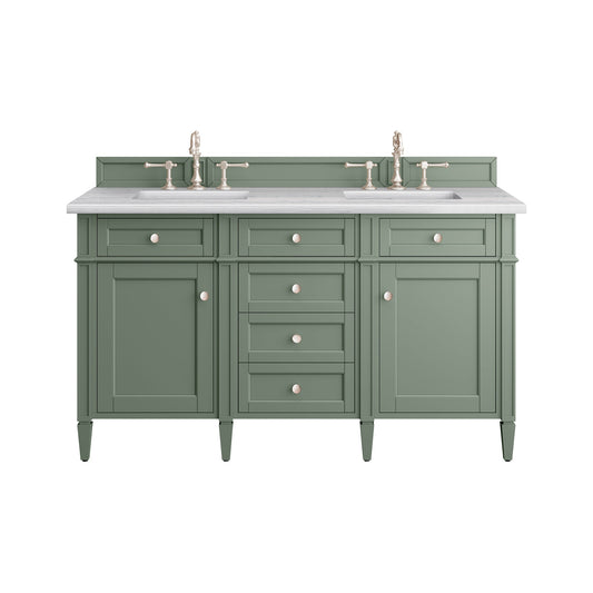 James Martin Vanities Brittany 60" Smokey Celadon Double Vanity With 3cm Arctic Fall Top