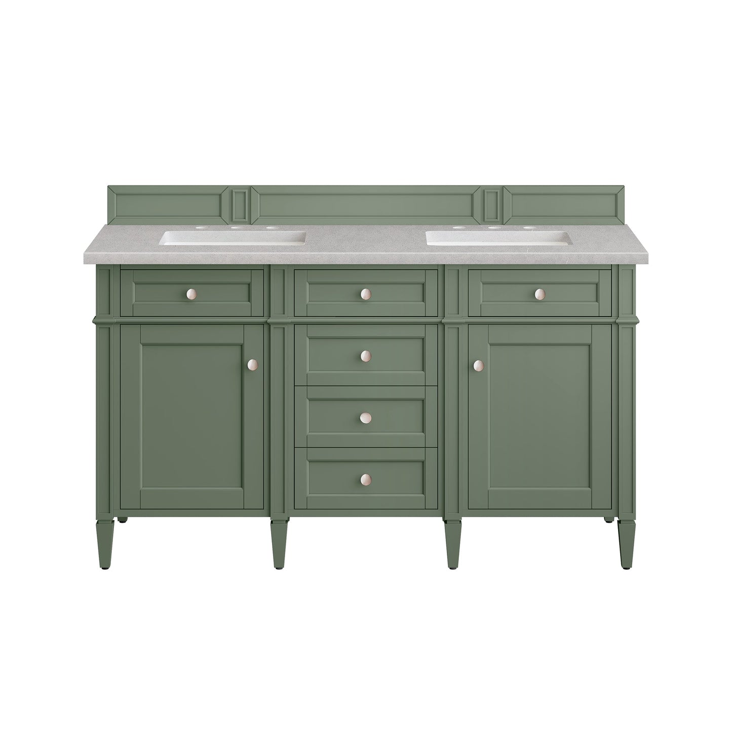 James Martin Vanities Brittany 60" Smokey Celadon Double Vanity With 3cm Eternal Serena Top