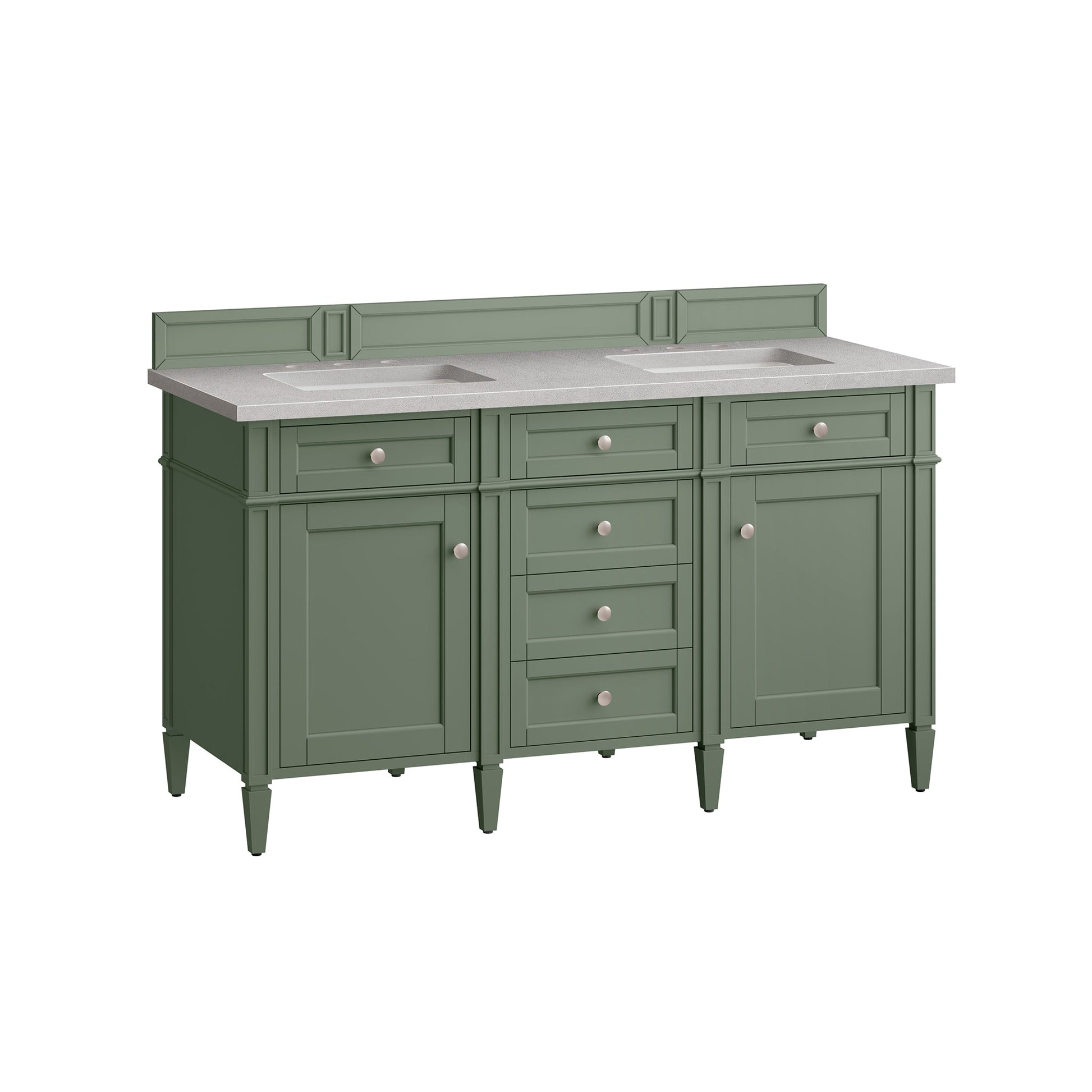 James Martin Vanities Brittany 60" Smokey Celadon Double Vanity With 3cm Eternal Serena Top