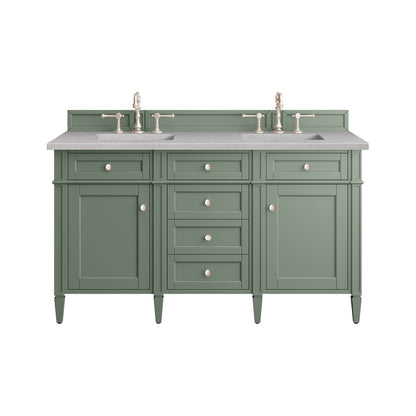 James Martin Vanities Brittany 60" Smokey Celadon Double Vanity With 3cm Eternal Serena Top