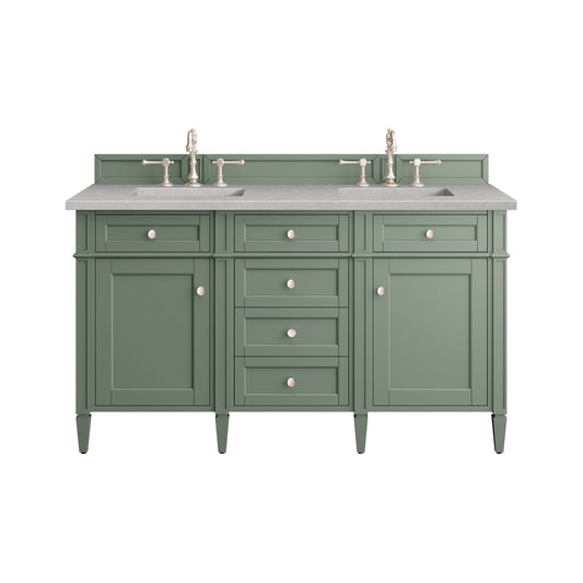 James Martin Vanities Brittany 60" Smokey Celadon Double Vanity With 3cm Eternal Serena Top