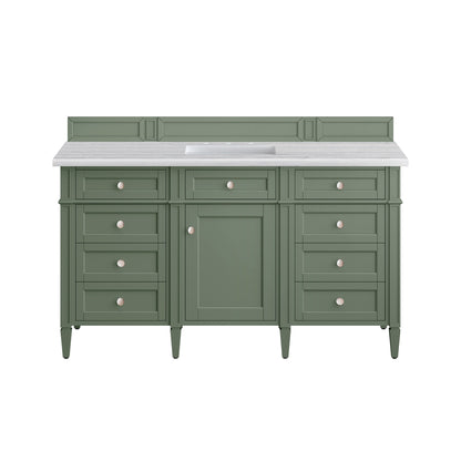 James Martin Vanities Brittany 60" Smokey Celadon Single Vanity With 3cm Arctic Fall Top