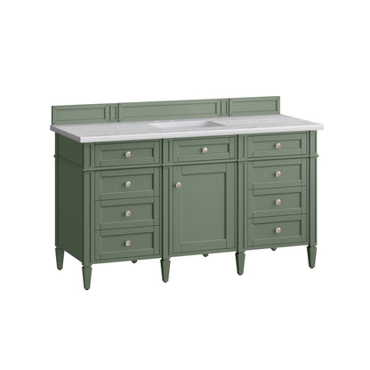 James Martin Vanities Brittany 60" Smokey Celadon Single Vanity With 3cm Arctic Fall Top