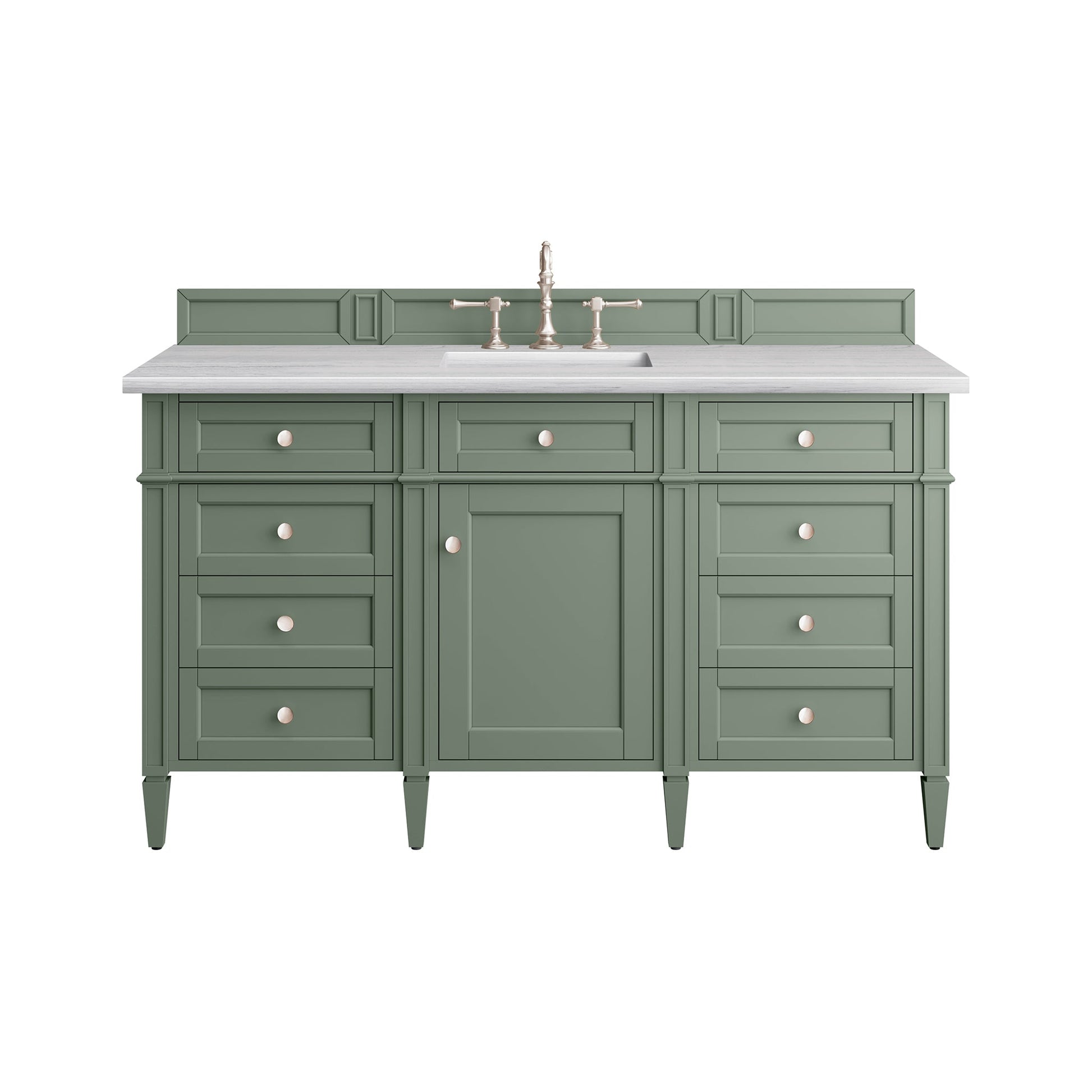 James Martin Vanities Brittany 60" Smokey Celadon Single Vanity With 3cm Arctic Fall Top