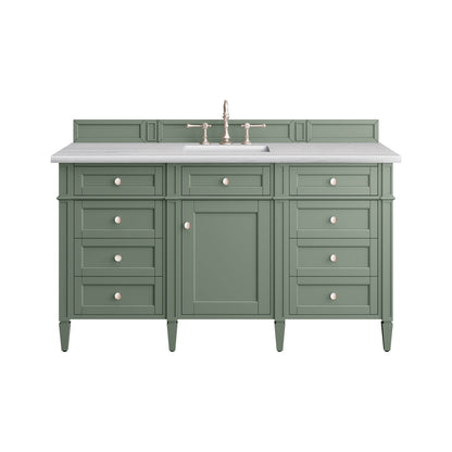 James Martin Vanities Brittany 60" Smokey Celadon Single Vanity With 3cm Arctic Fall Top