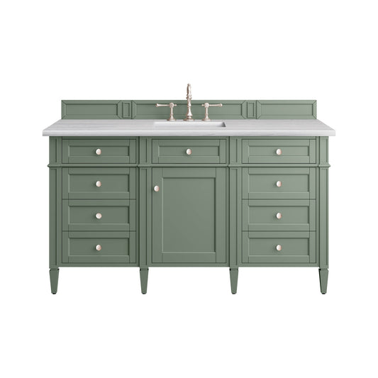 James Martin Vanities Brittany 60" Smokey Celadon Single Vanity With 3cm Arctic Fall Top