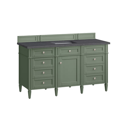 James Martin Vanities Brittany 60" Smokey Celadon Single Vanity With 3cm Charcoal Soapstone Top