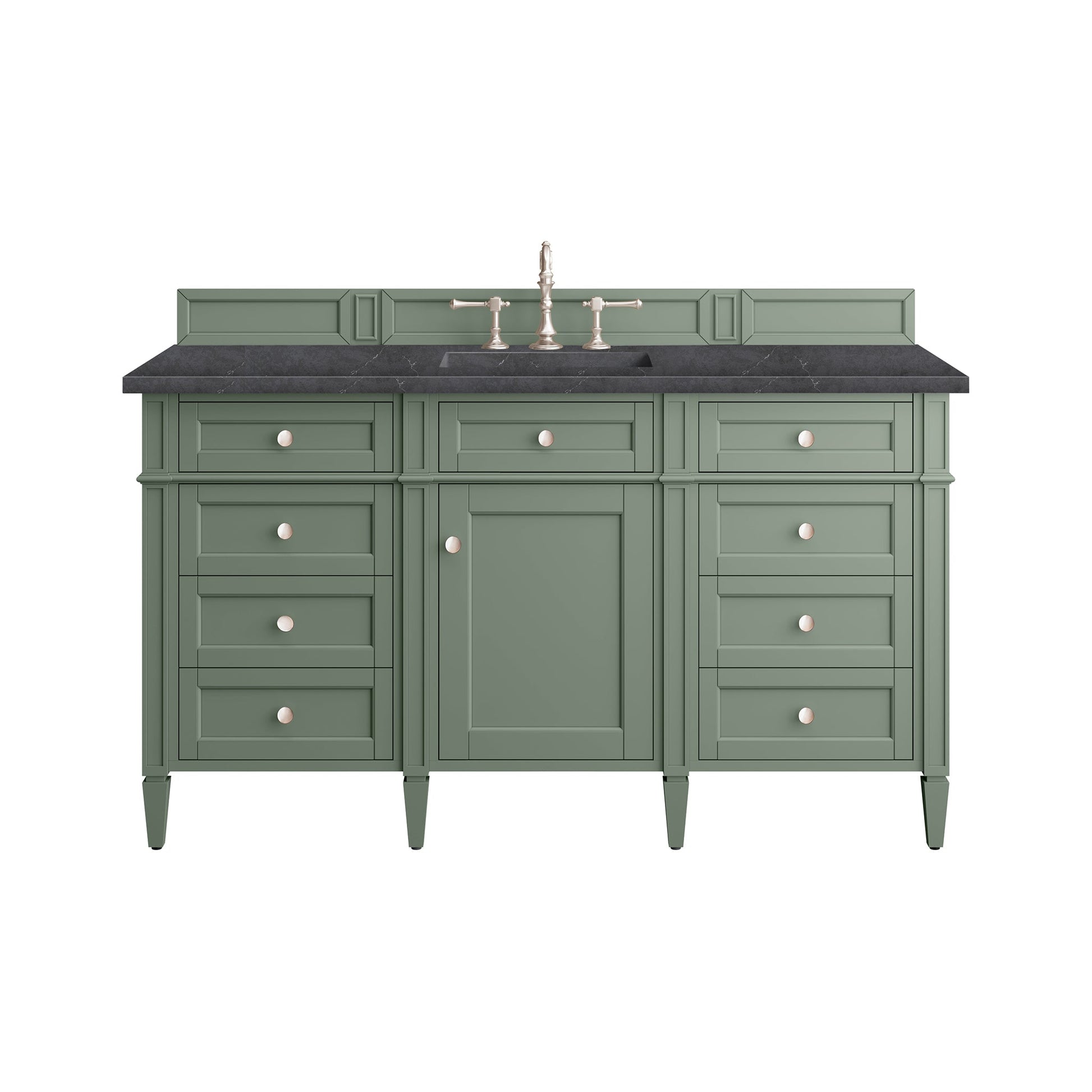 James Martin Vanities Brittany 60" Smokey Celadon Single Vanity With 3cm Charcoal Soapstone Top