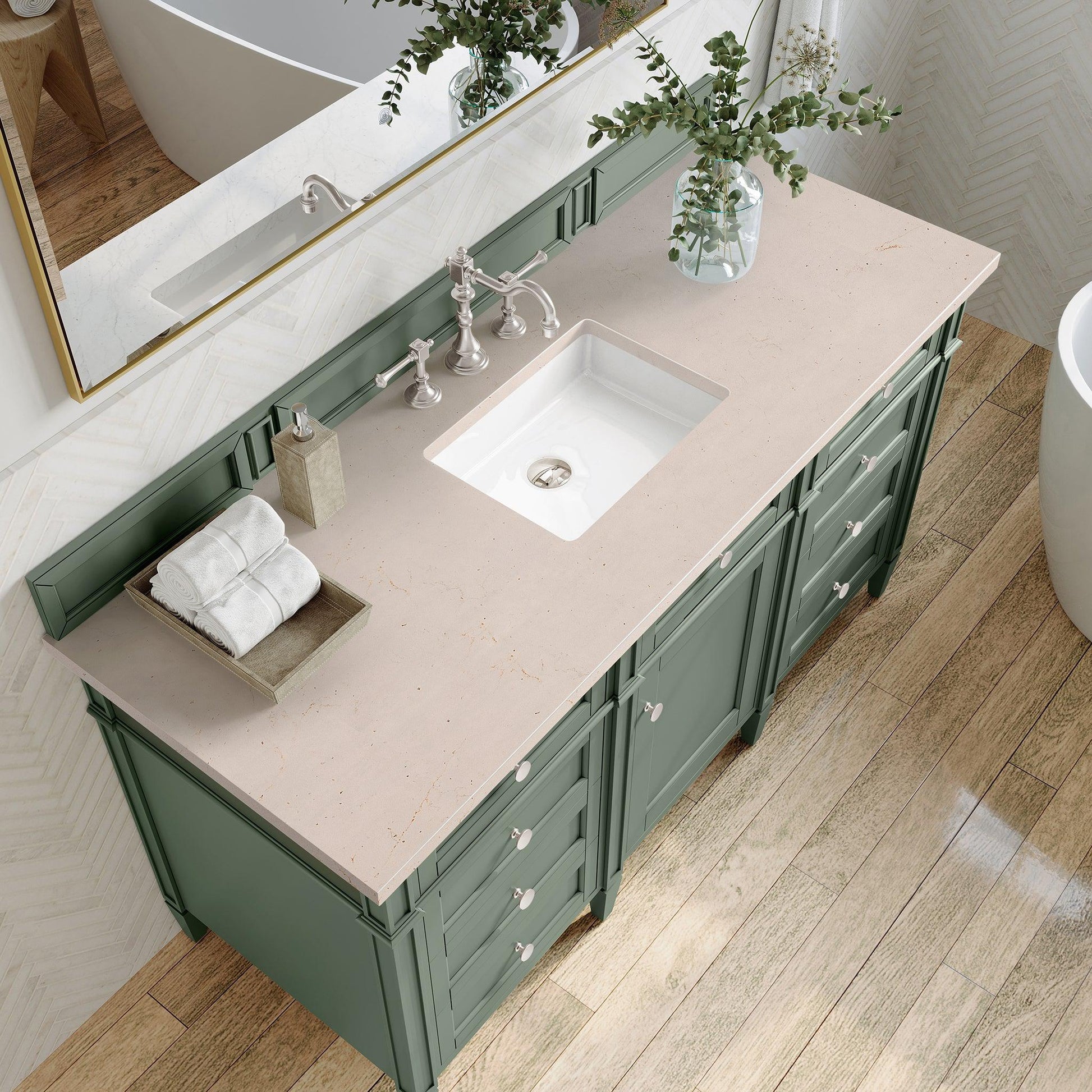 James Martin Vanities Brittany 60" Smokey Celadon Single Vanity With 3cm Eternal Marfil Top