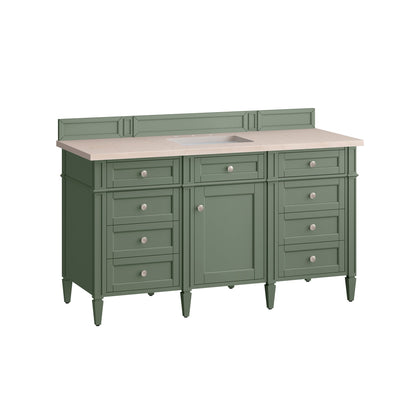 James Martin Vanities Brittany 60" Smokey Celadon Single Vanity With 3cm Eternal Marfil Top