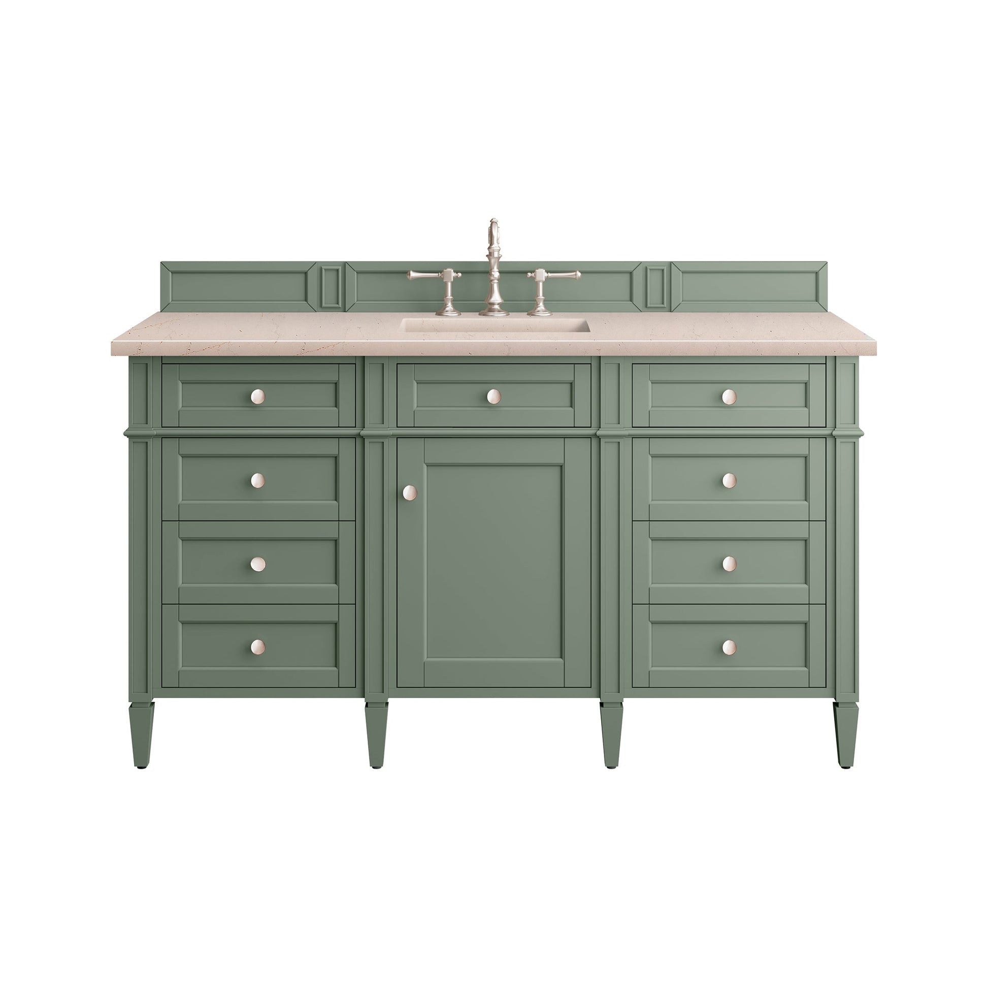 James Martin Vanities Brittany 60" Smokey Celadon Single Vanity With 3cm Eternal Marfil Top