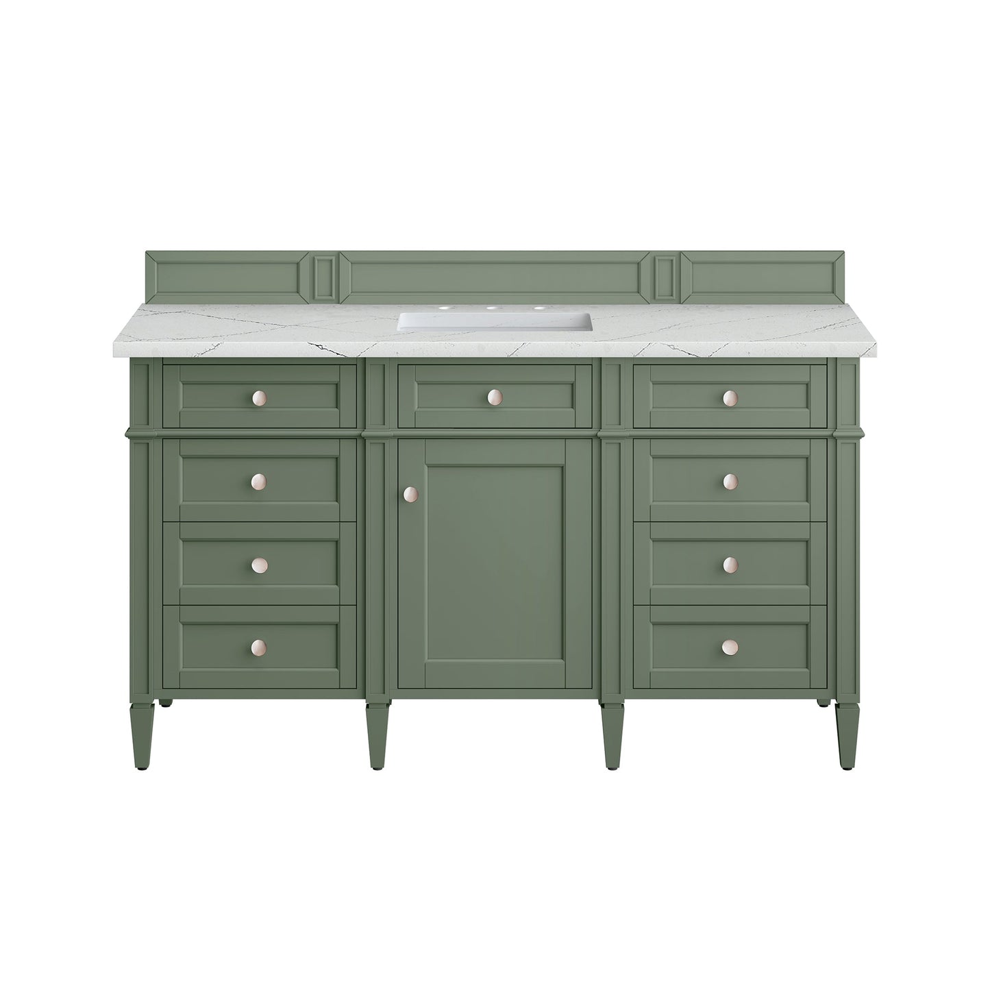 James Martin Vanities Brittany 60" Smokey Celadon Single Vanity With 3cm Ethereal Noctis Top