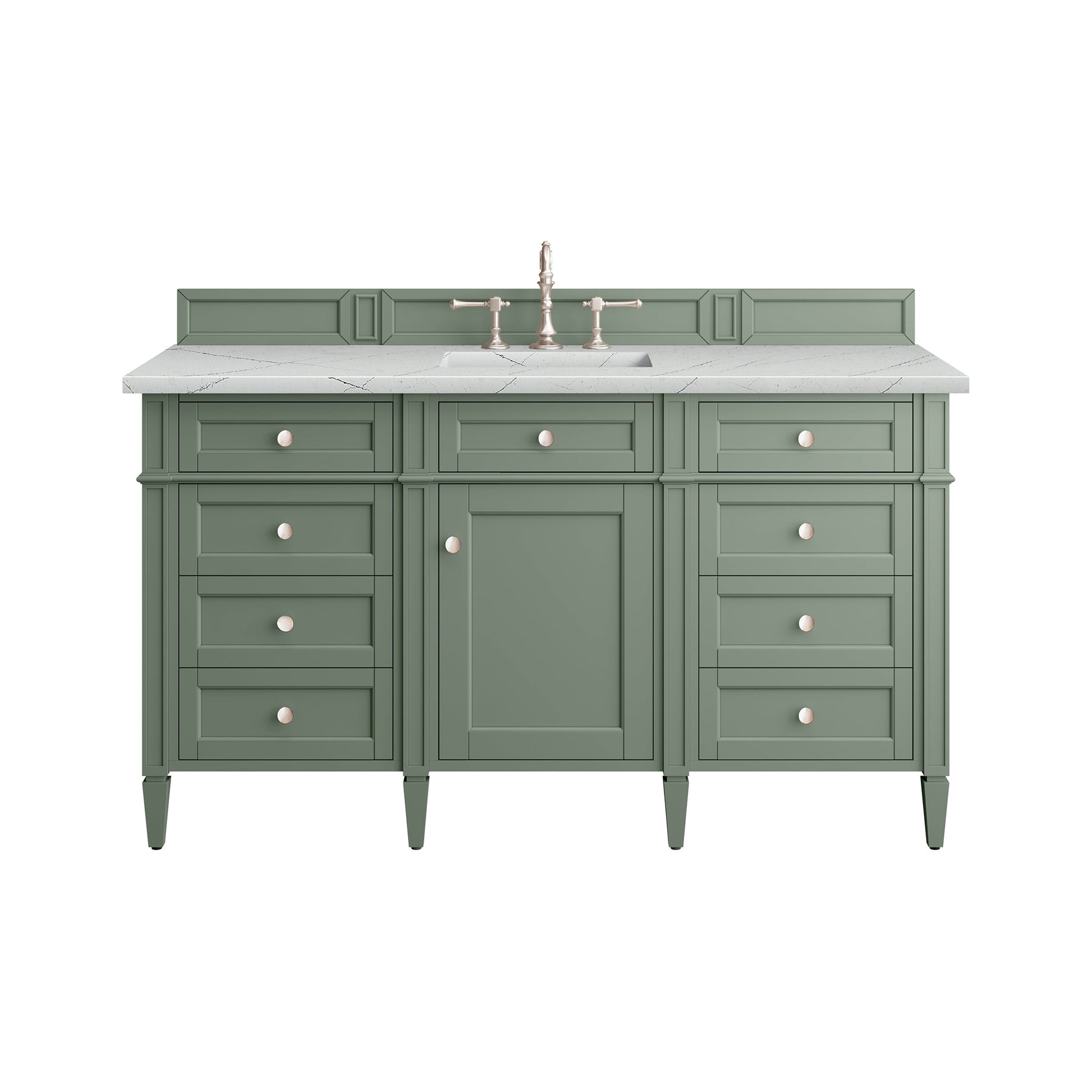 James Martin Vanities Brittany 60" Smokey Celadon Single Vanity With 3cm Ethereal Noctis Top