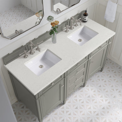 James Martin Vanities Brittany 60" Urban Gray Double Vanity With 3 cm Lime Delight Quartz Top