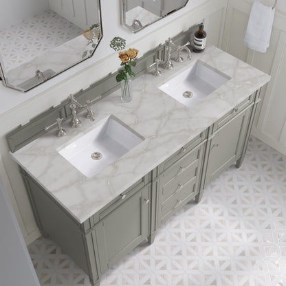 James Martin Vanities Brittany 60" Urban Gray Double Vanity With 3 cm Victorian Silver Quartz Top