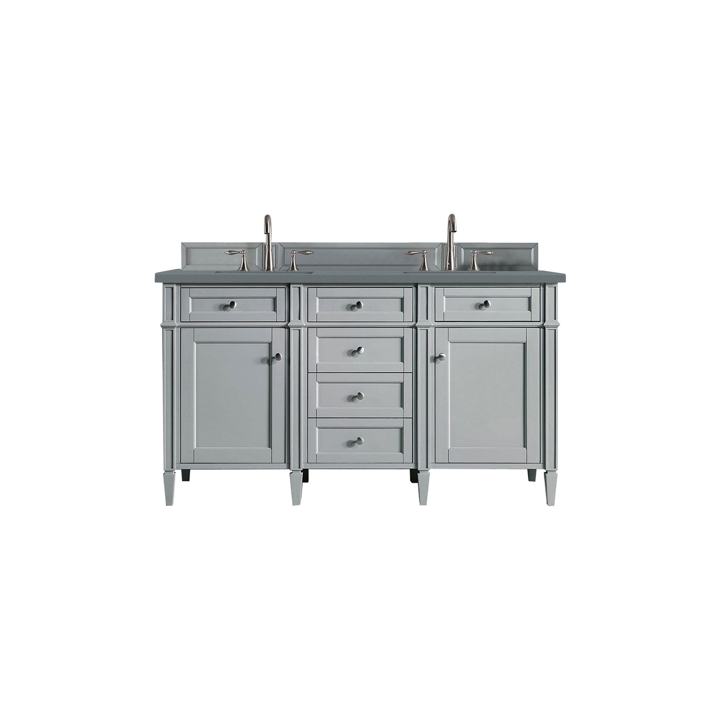 James Martin Vanities Brittany 60" Urban Gray Double Vanity With 3cm Cala Blue Quartz Top