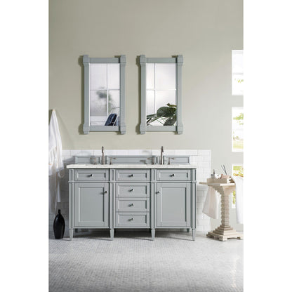 James Martin Vanities Brittany 60" Urban Gray Double Vanity With 3cm Eternal Jasmine Pearl Quartz Top