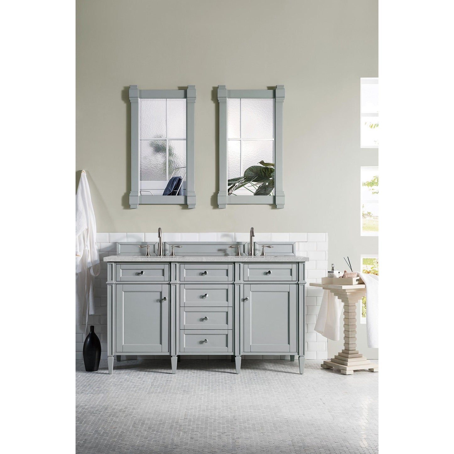 James Martin Vanities Brittany 60" Urban Gray Double Vanity With 3cm Eternal Serena Quartz Top