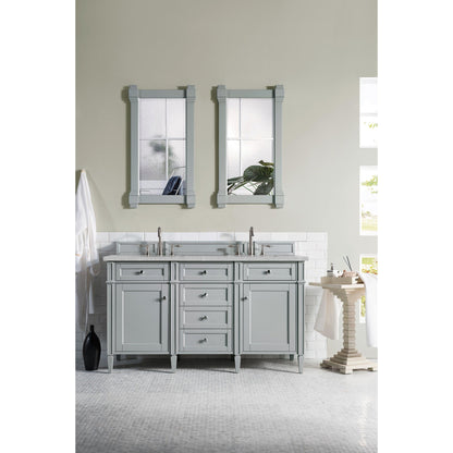 James Martin Vanities Brittany 60" Urban Gray Double Vanity With 3cm Eternal Serena Quartz Top