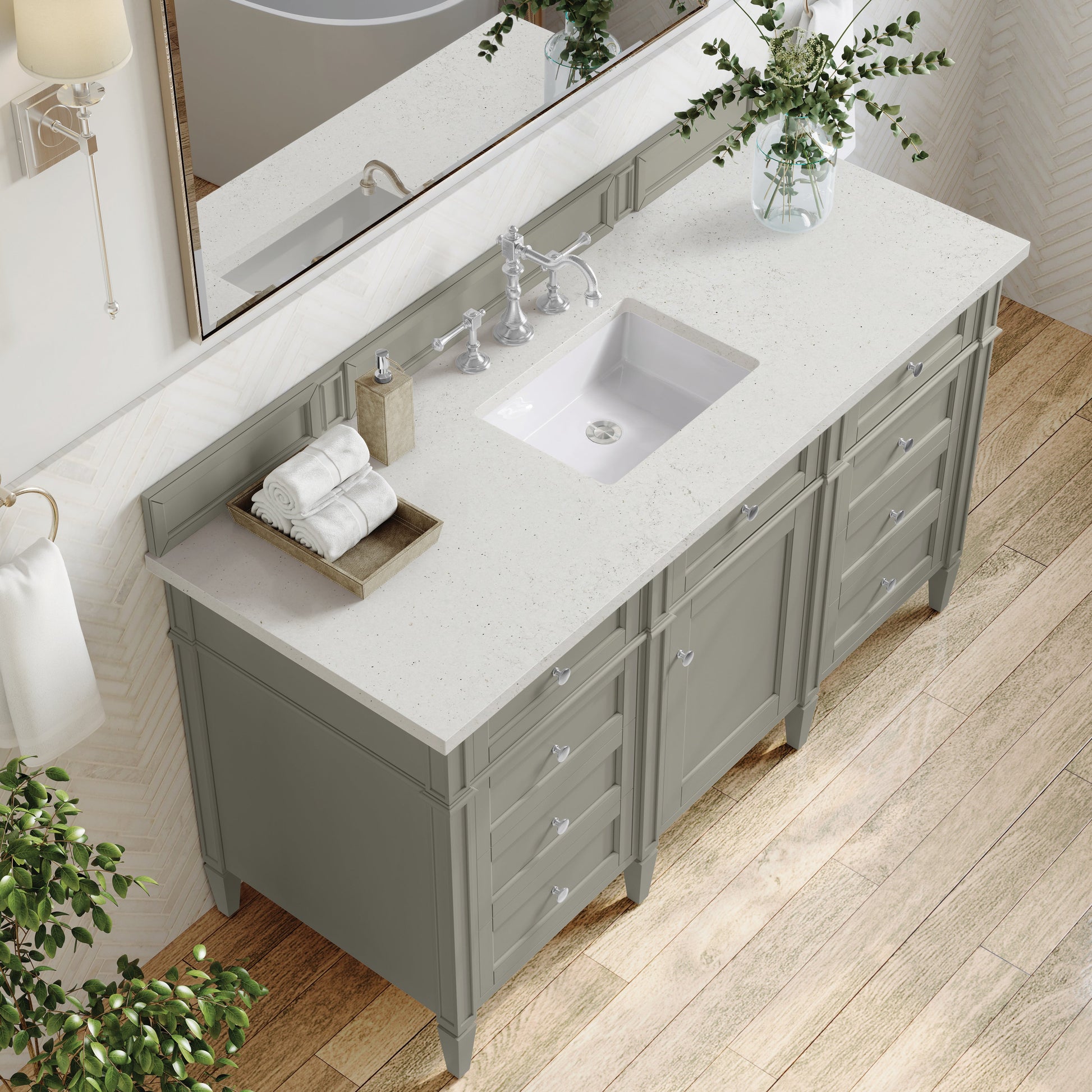 James Martin Vanities Brittany 60" Urban Gray Single Vanity With 3 cm Lime Delight Quartz Top