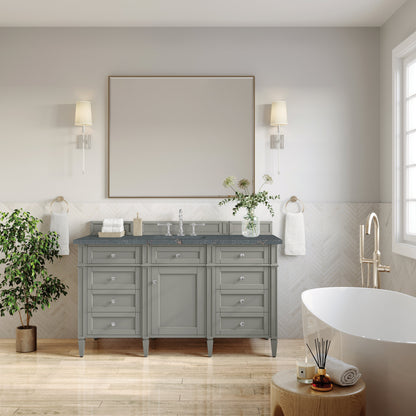 James Martin Vanities Brittany 60" Urban Gray Single Vanity With 3 cm Parisien Bleu Quartz Top