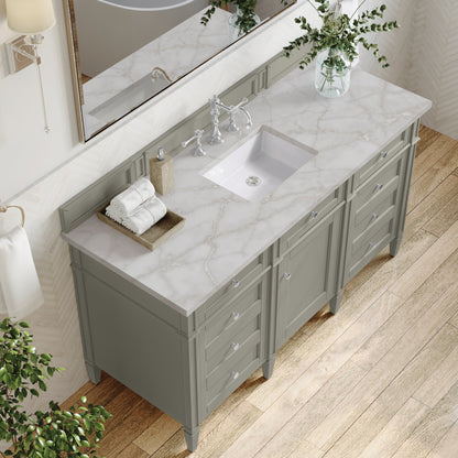 James Martin Vanities Brittany 60" Urban Gray Single Vanity With 3 cm Victorian Silver Quartz Top