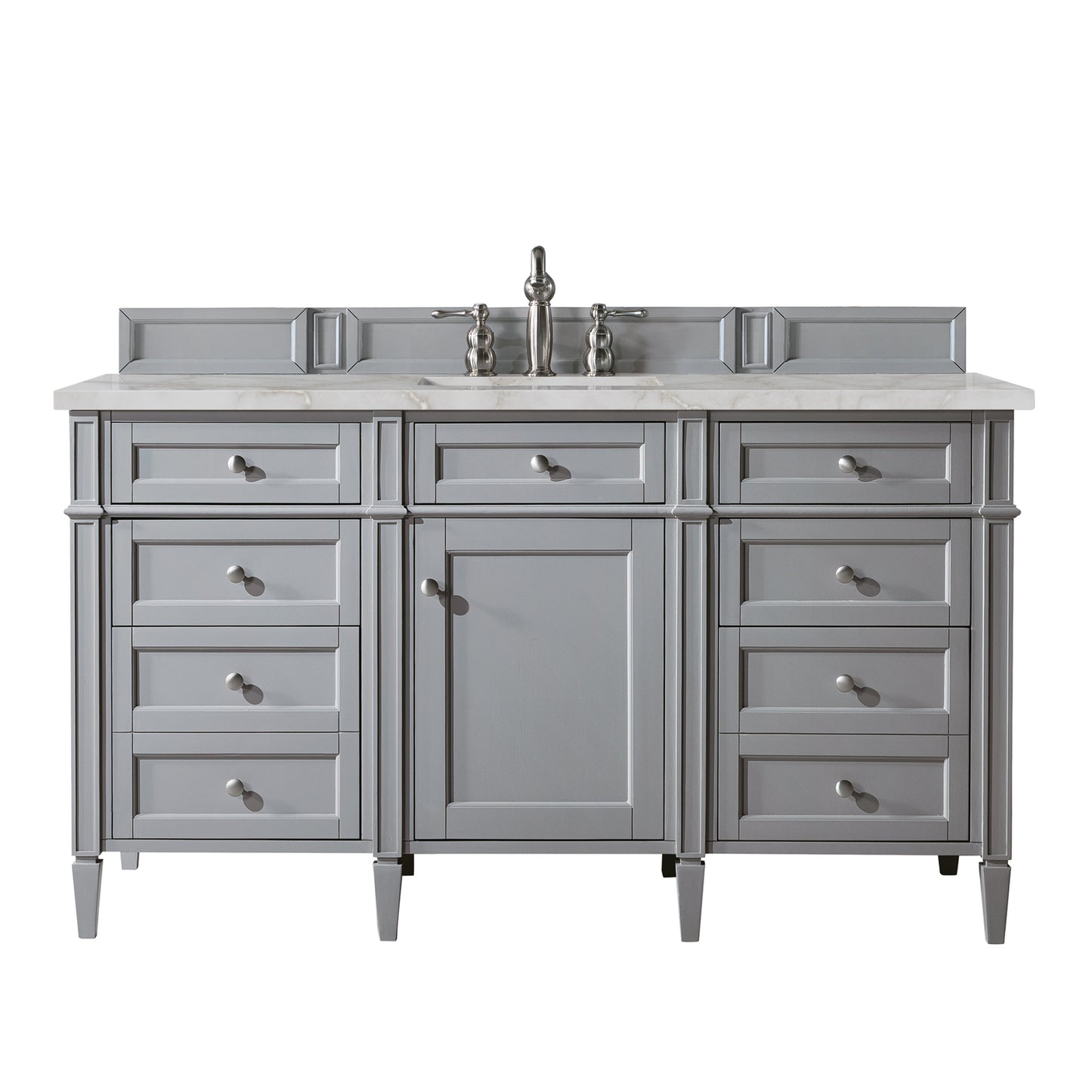 James Martin Vanities Brittany 60" Urban Gray Single Vanity With 3 cm Victorian Silver Quartz Top